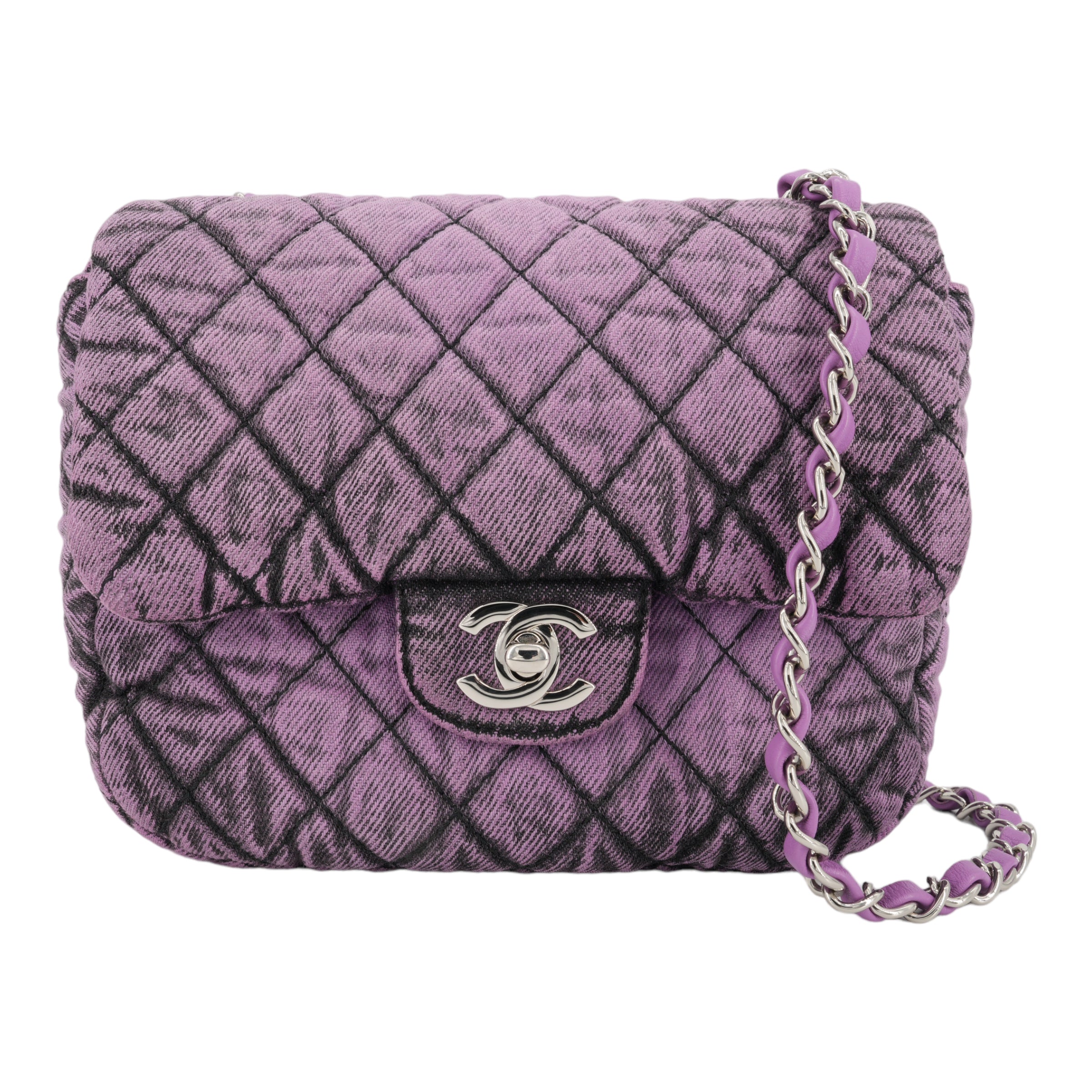 CHANEL 20C Denimpression Mini Flap Bag in Aged Green Denim 