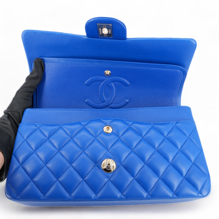 CHANEL Cobalt Blue Lambskin Medium Classic Double Flap Bag - Dearluxe.com
