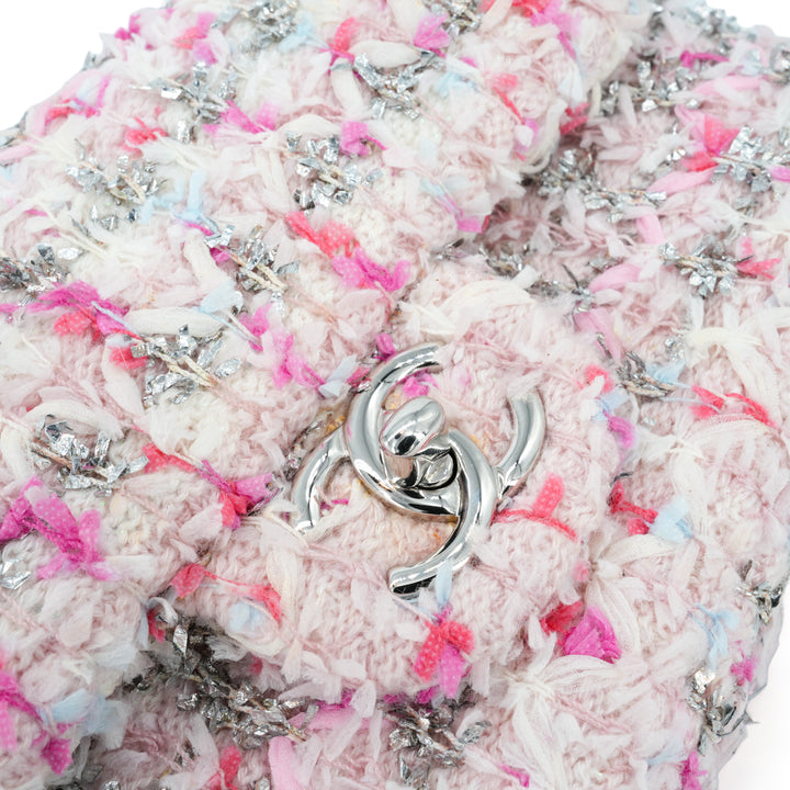 CHANEL 18S Pink Glitter Tweed Mini Flap Bag - Dearluxe.com