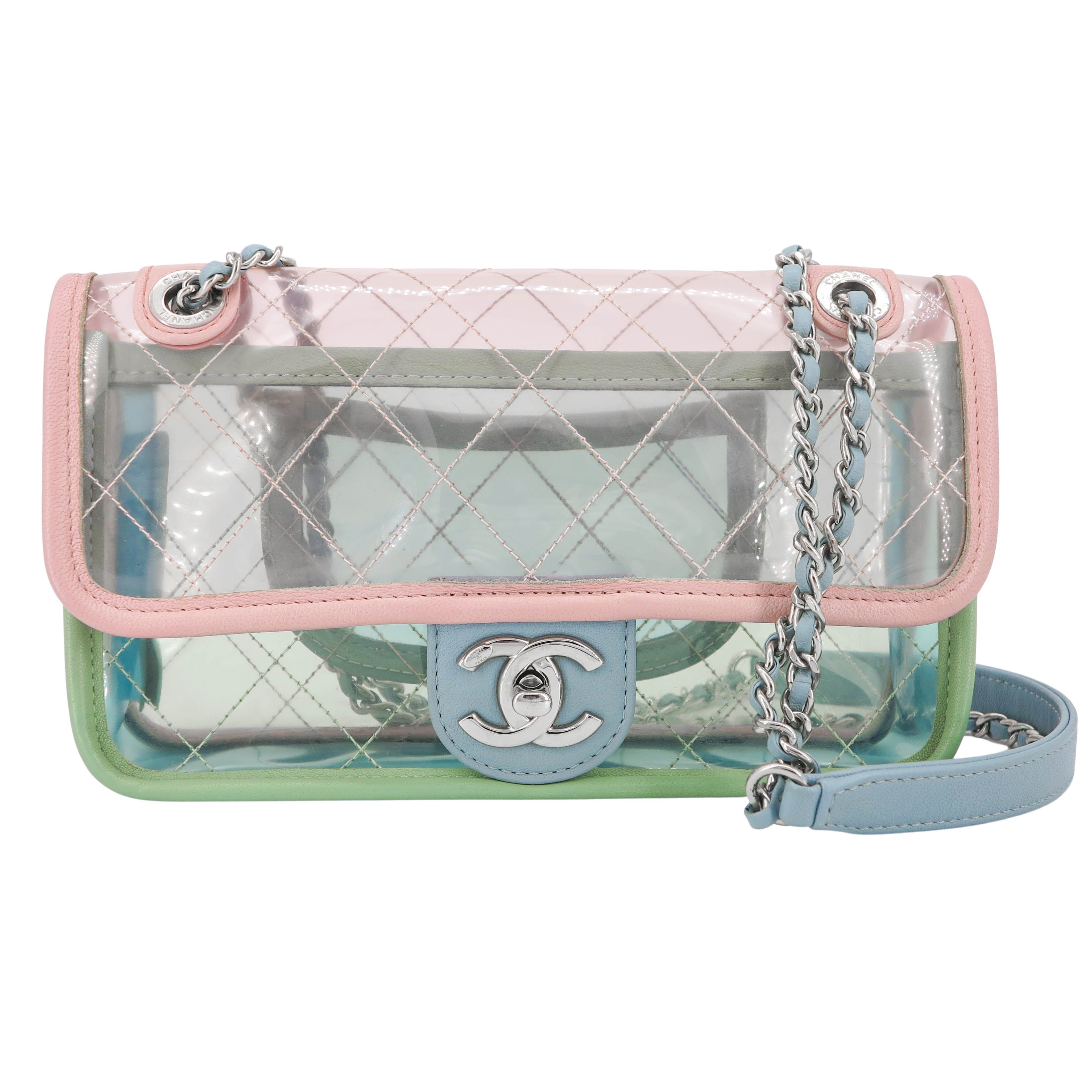 A MULTICOLOUR PVC & LEATHER COCO SPLASH SMALL FLAP BAG WITH SILVER