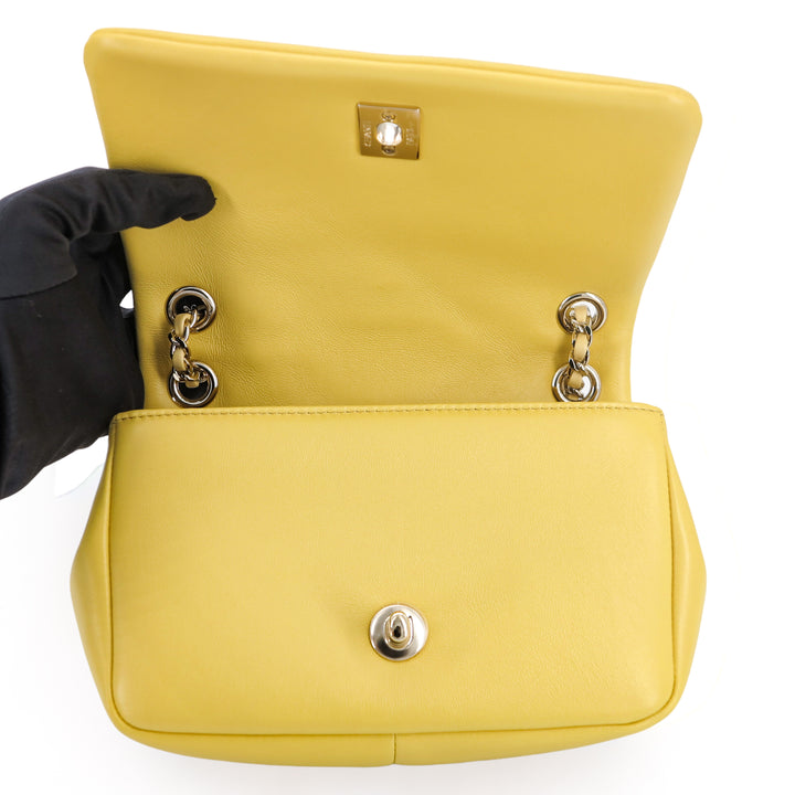 CHANEL 21S Entwined Chain Small Flap Bag Yellow Lambskin - Dearluxe.com