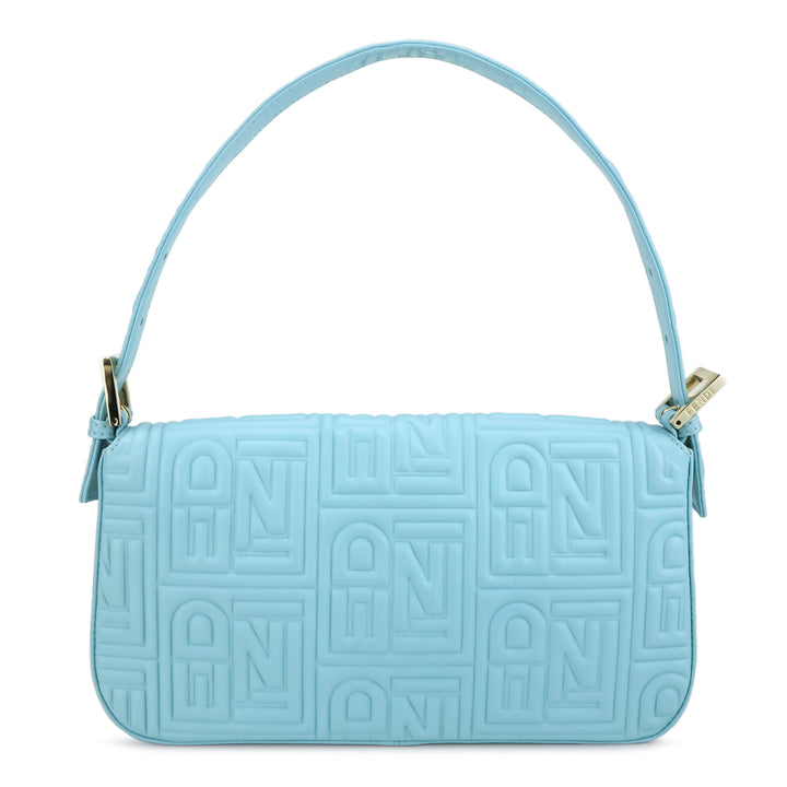 FENDI Logo-Embossed Nappa Baguette Bag in Tiffany Blue - Dearluxe.com