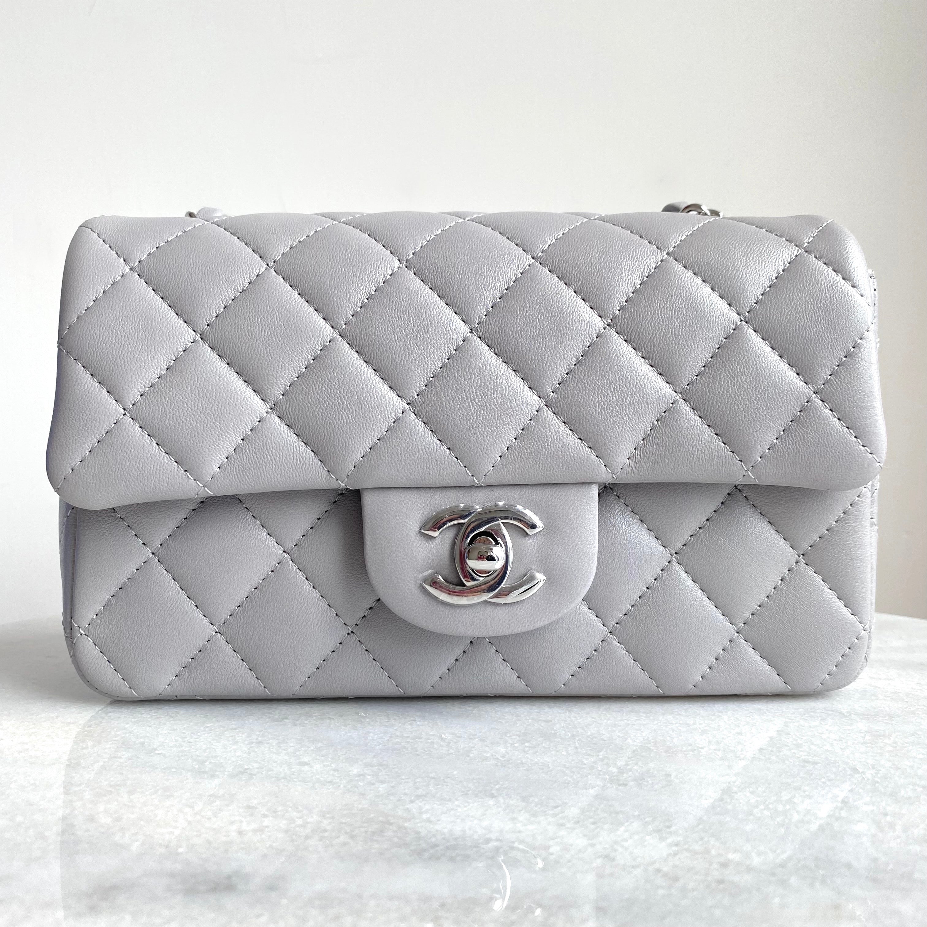 Adorable 21K Chanel Rectangular Mini Classic Flap Bag Black/Pink/Gray Wool  Tweed