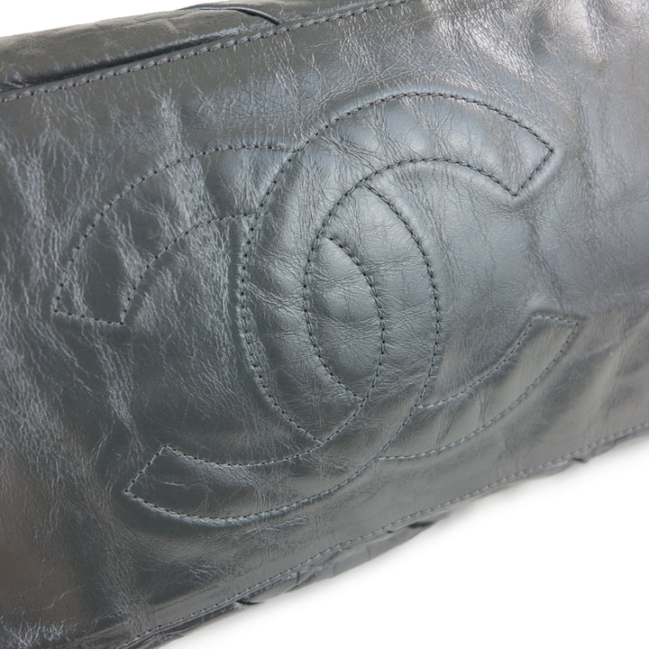 CHANEL Large Pleated Leather Zipper Tote in Dark Grey - Dearluxe.com