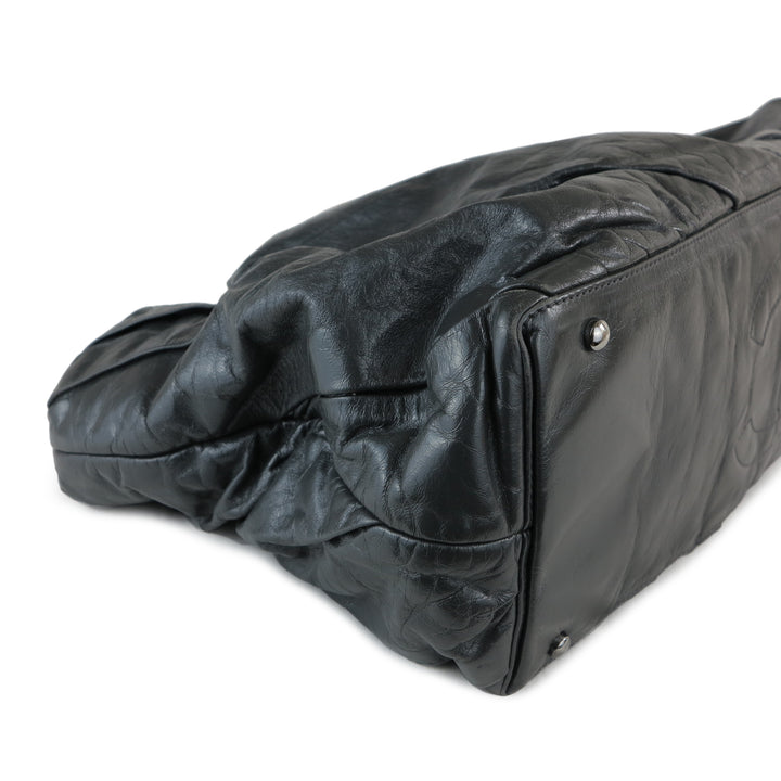CHANEL Large Pleated Leather Zipper Tote in Dark Grey - Dearluxe.com