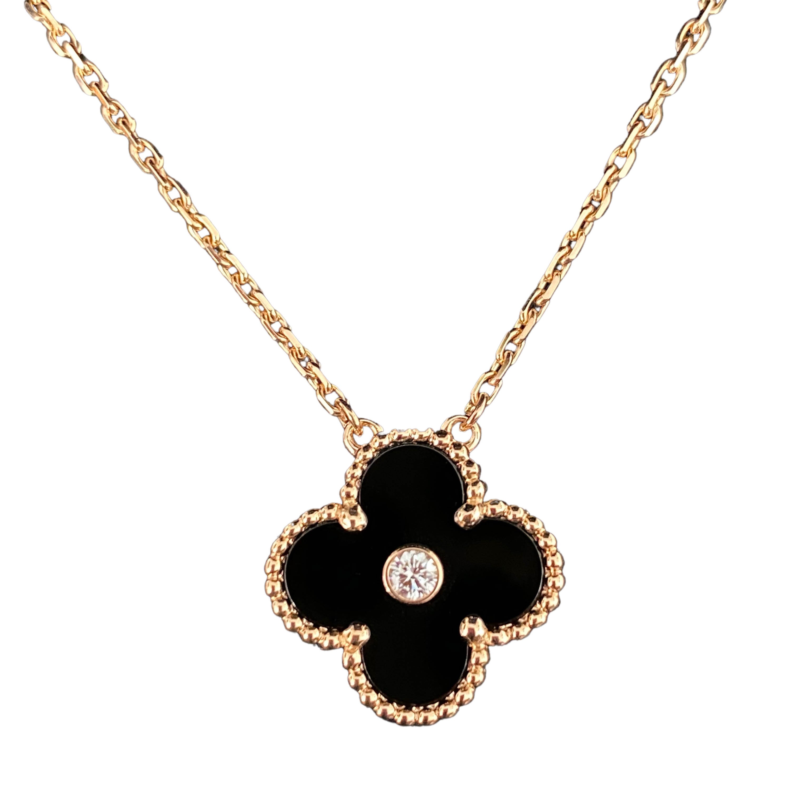 Vintage Alhambra pendant 18K yellow gold, Onyx - Van Cleef & Arpels