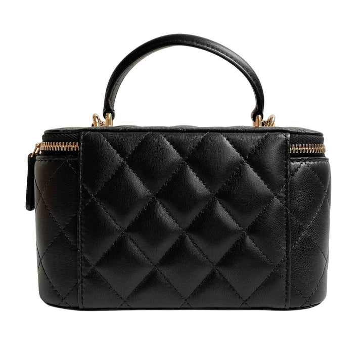CHANEL 22P Small Vanity Case with Chain in Black Lambskin - Dearluxe.com