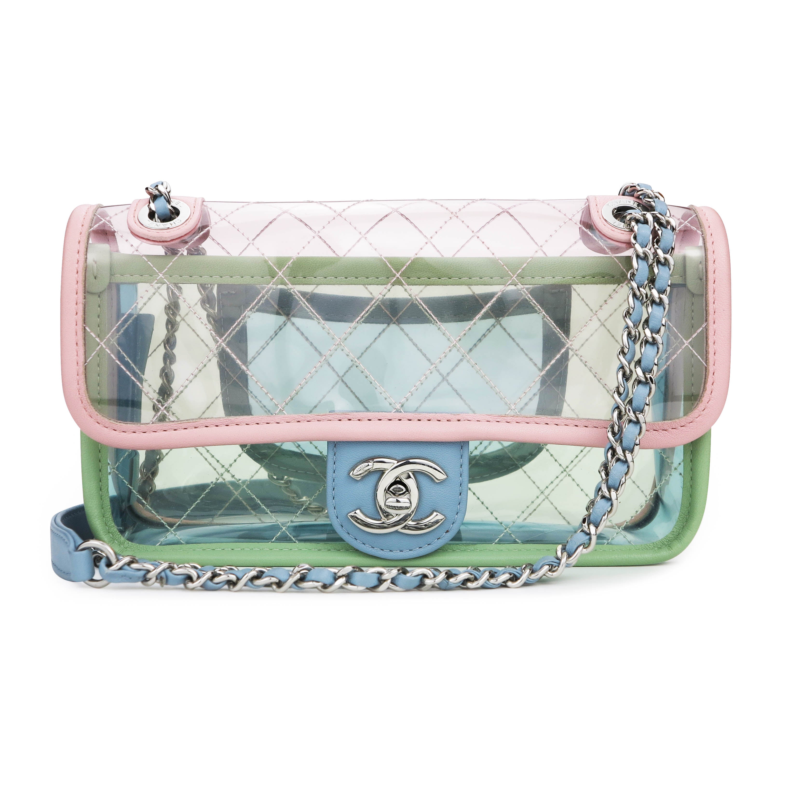A MULTICOLOUR PVC & LEATHER COCO SPLASH SMALL FLAP BAG WITH SILVER HARDWARE