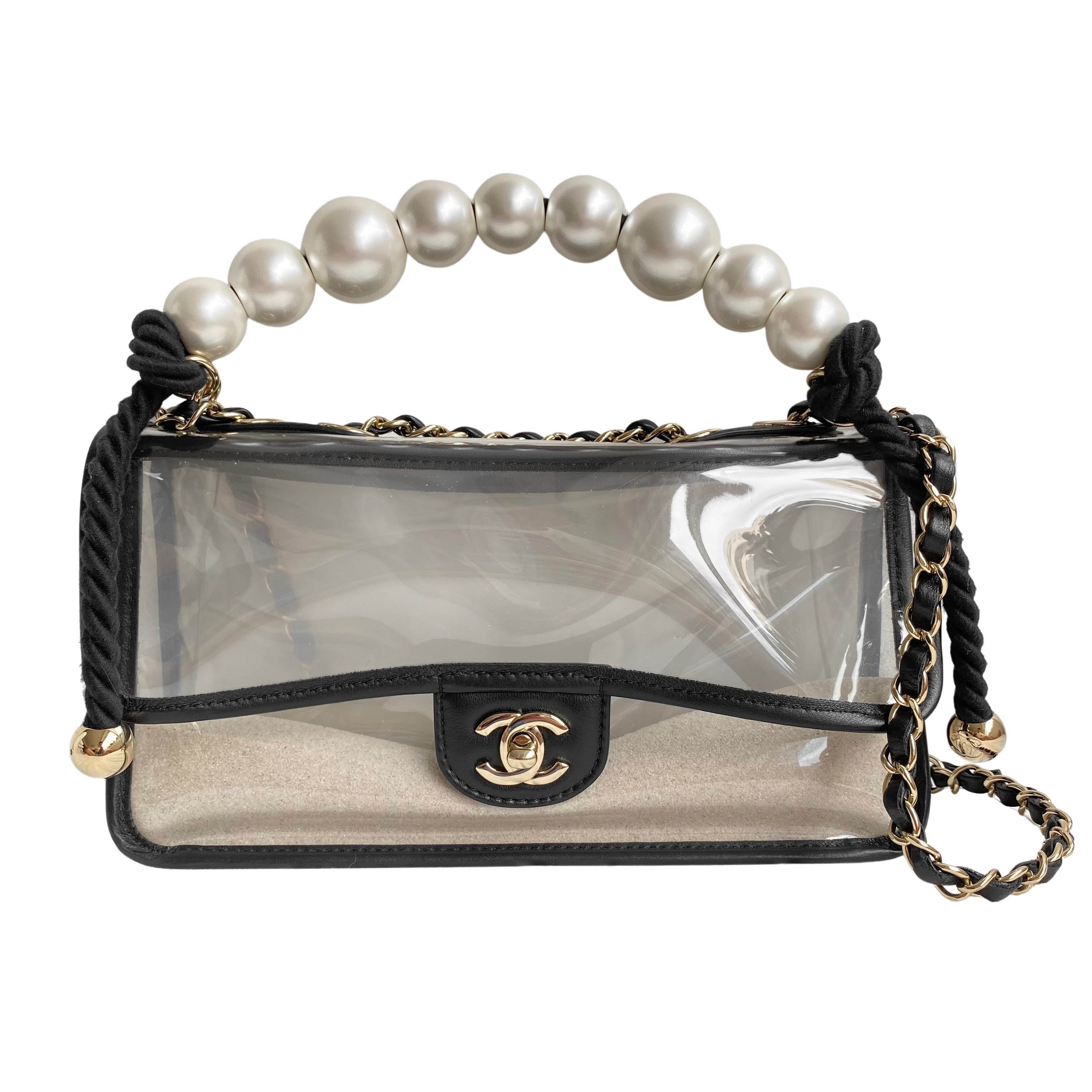 Chanel Black/Transparent PVC and Leather Sand By The Sea Classic Flap  Shoulder Bag Chanel