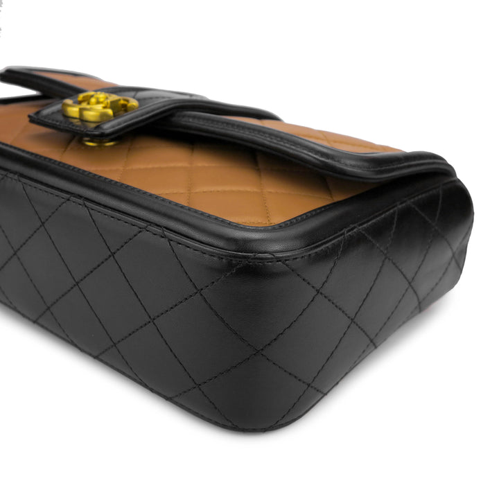 CHANEL Elegant CC Medium Flap Bag in Caramel Black Lambskin | Dearluxe