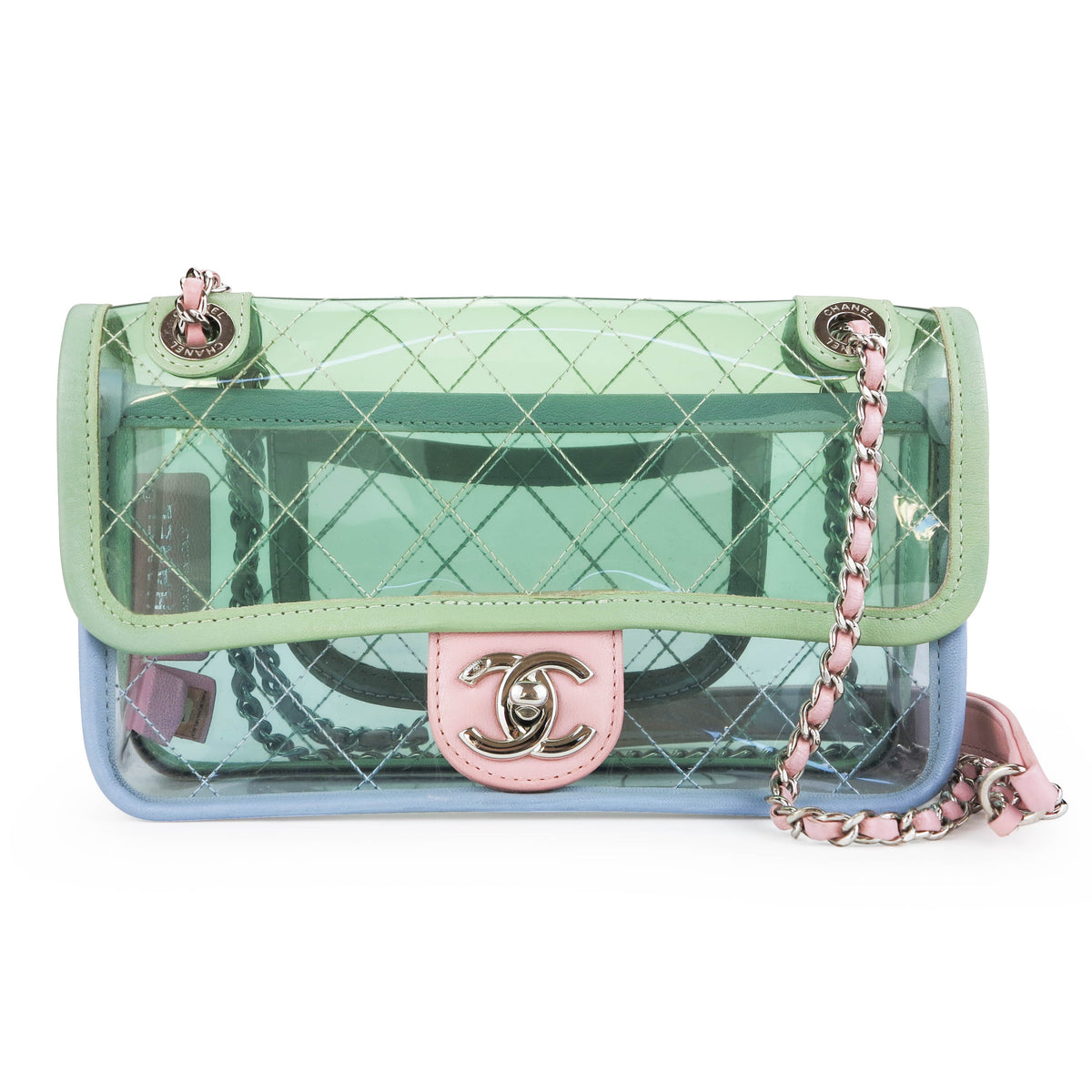 Chanel lambskin PVC green blue pink coco splash