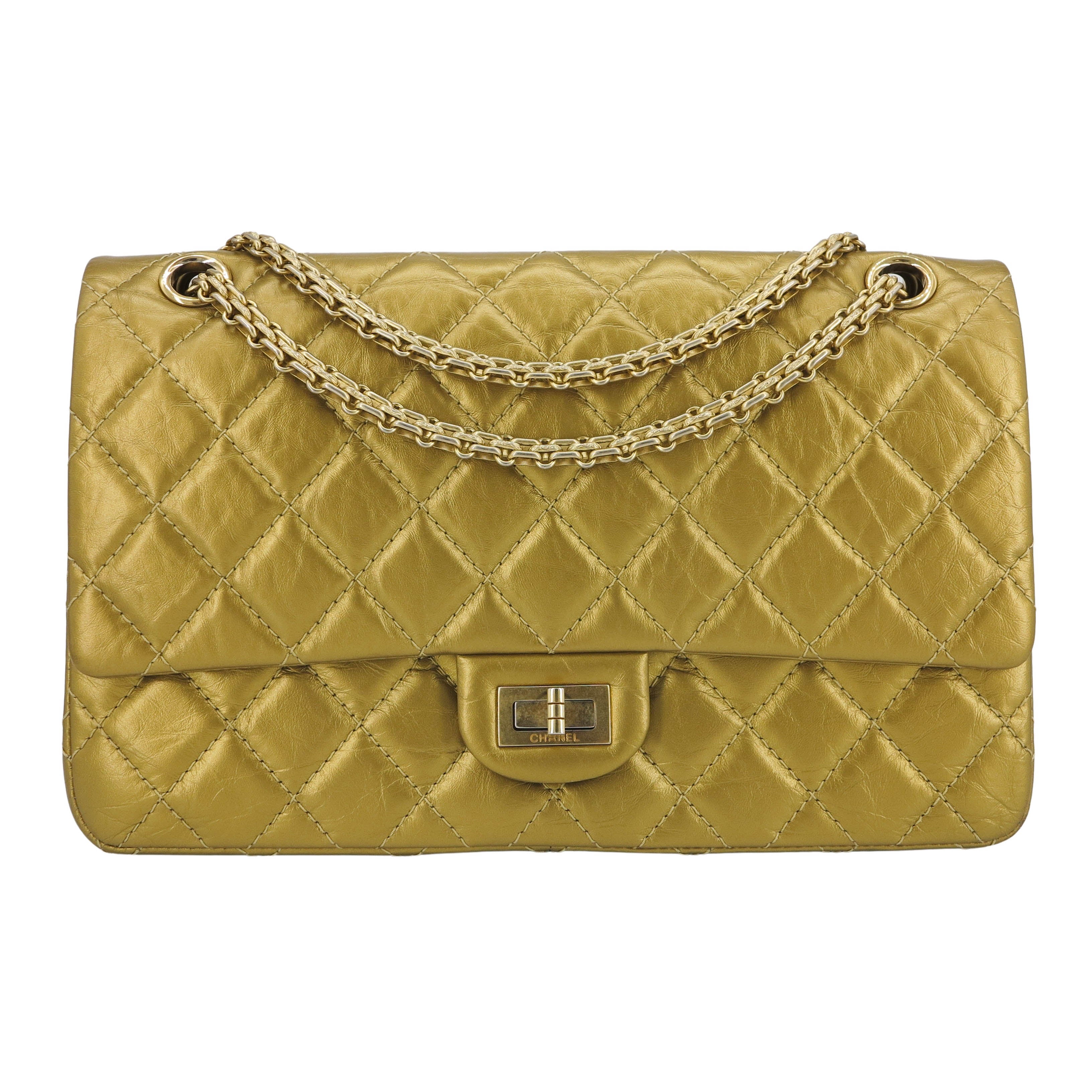 CHANEL 2.55 Classic Flap Bag Size 226 Black Aged Calfskin & Gold-Tone  HW $11000