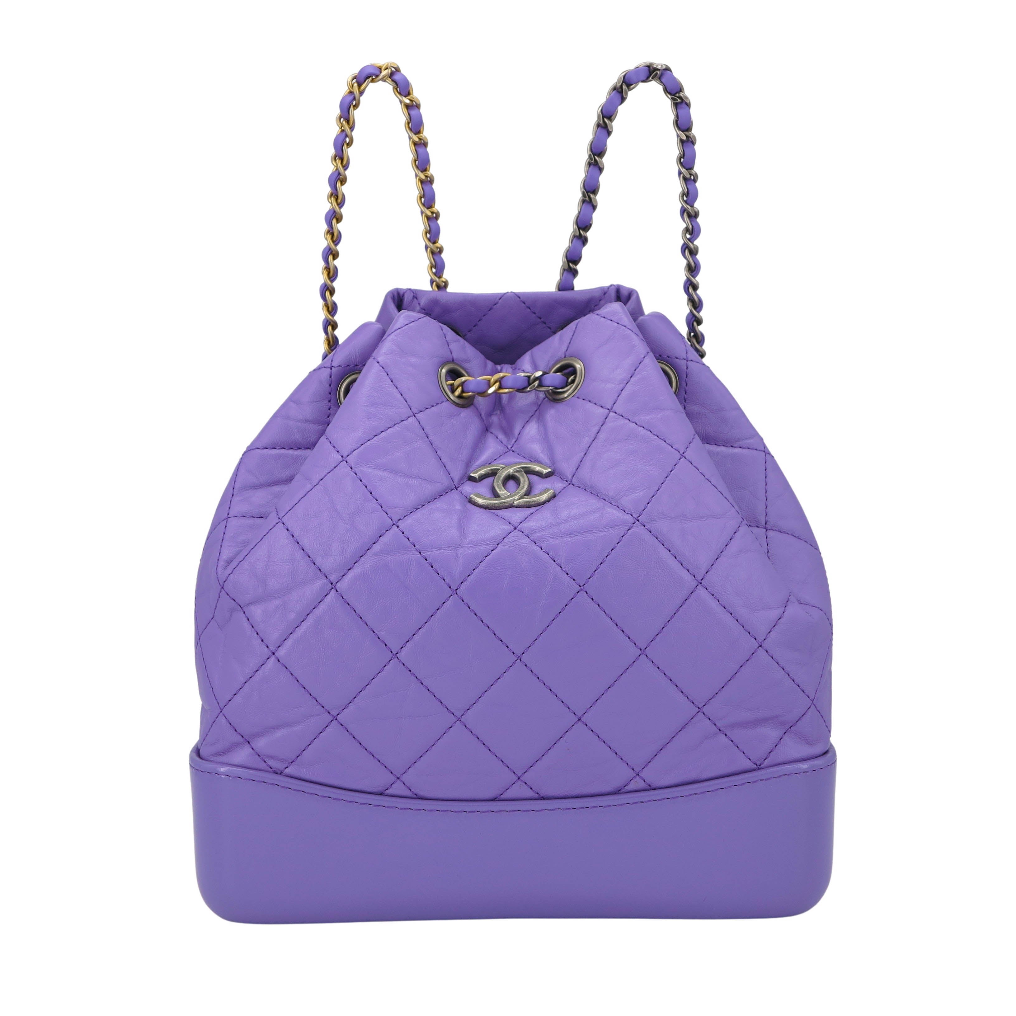 Chanel Gabrielle Backpack Chevron Aged Calfskin Small Purple 947528