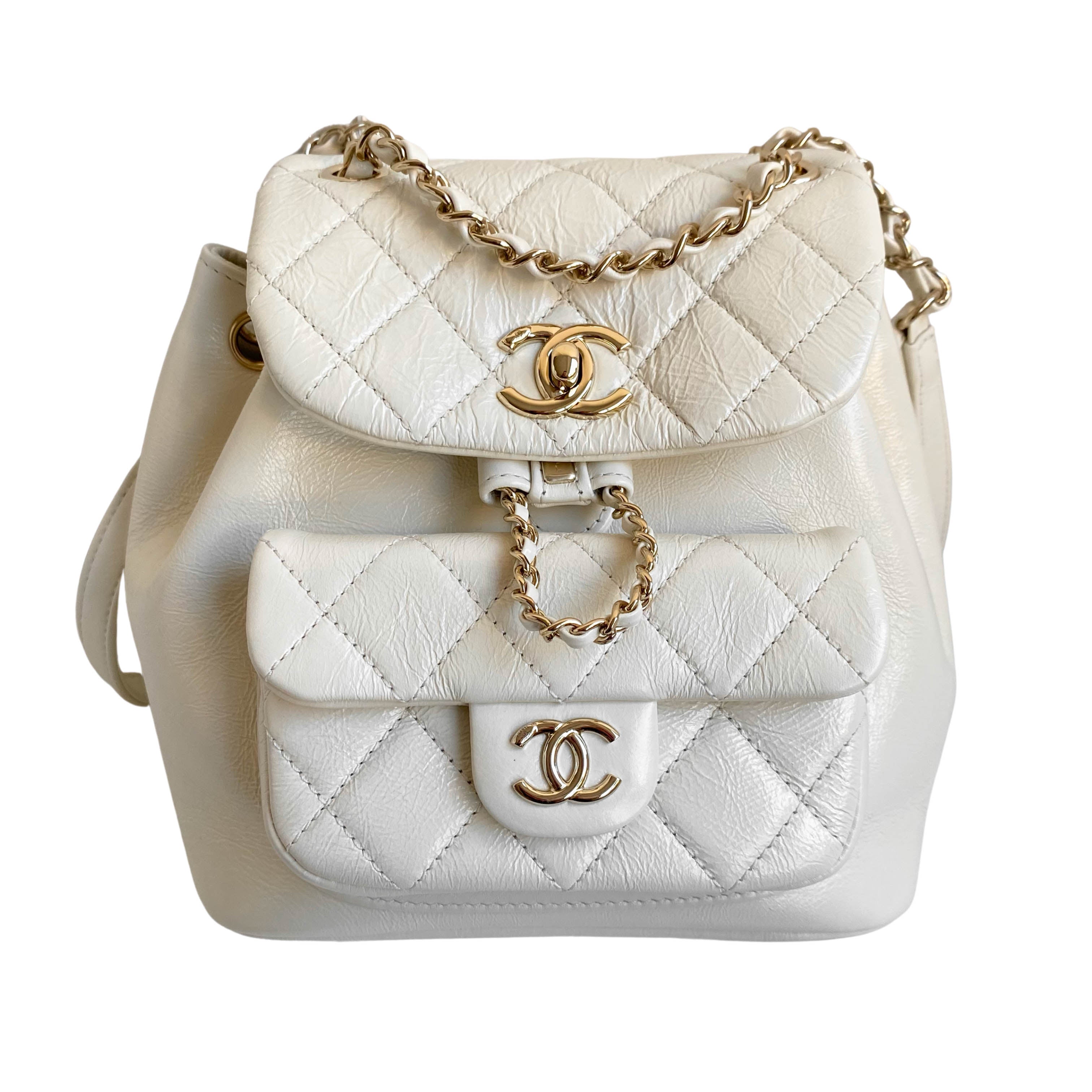 Chanel Small Duma Drawstring Backpack - White Backpacks, Handbags