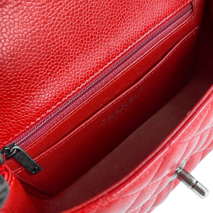 CHANEL 15B Lipstick Red Caviar Mini Rectangular Flap Bag - Dearluxe.com