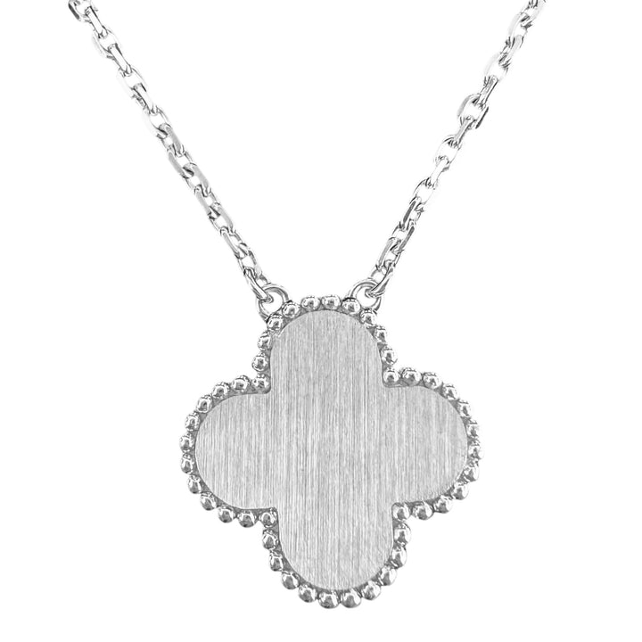 2020 White Gold Guilloché Vintage Alhambra Diamond Holiday Pendant Necklace - Dearluxe.com