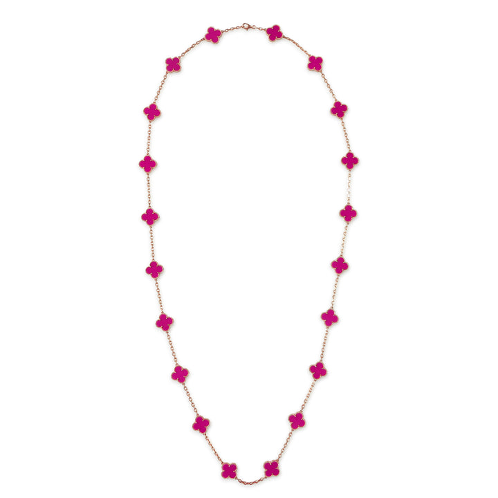 VAN CLEEF & ARPELS Raspberry Pink Sèvres Porcelain 20 Motifs Necklace 18k Pink Gold - Dearluxe.com