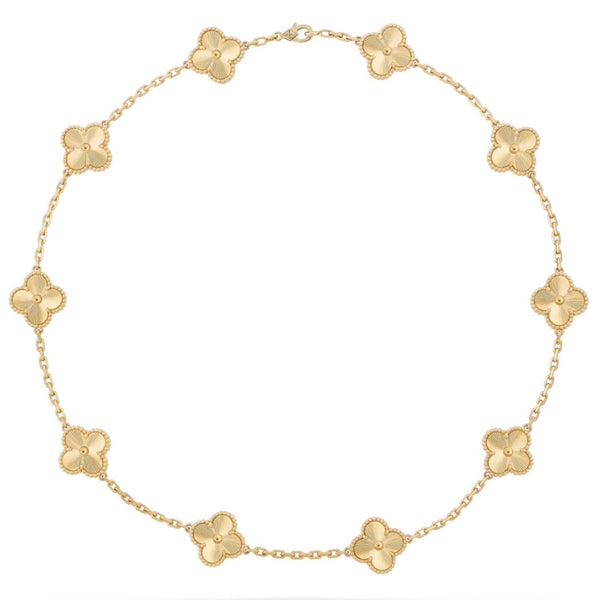 VAN CLEEF & ARPELS Guilloché 10 Motifs Necklace 18k Yellow Gold - Dearluxe.com