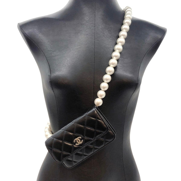 CHANEL 21C Mini Wallet On Chain WOC with Pearl Strap - Dearluxe.com
