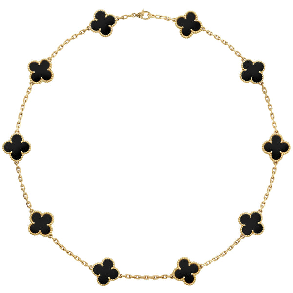 Onyx 10 Motifs Necklace 18k Yellow Gold