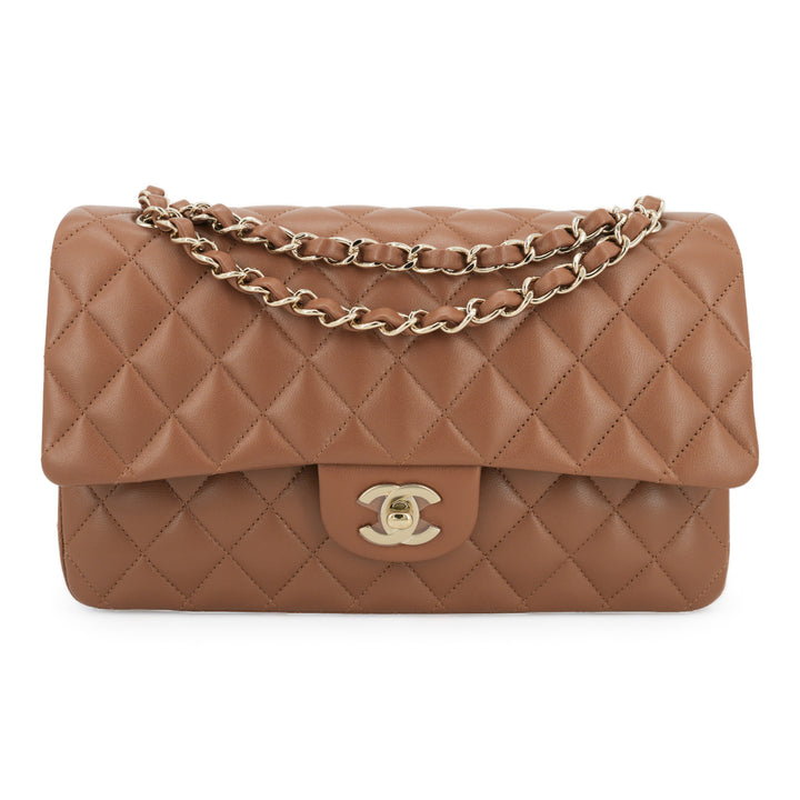 Chanel 23p Camel Brown Lambskin Medium Classic Double Flap Bag | Dearluxe