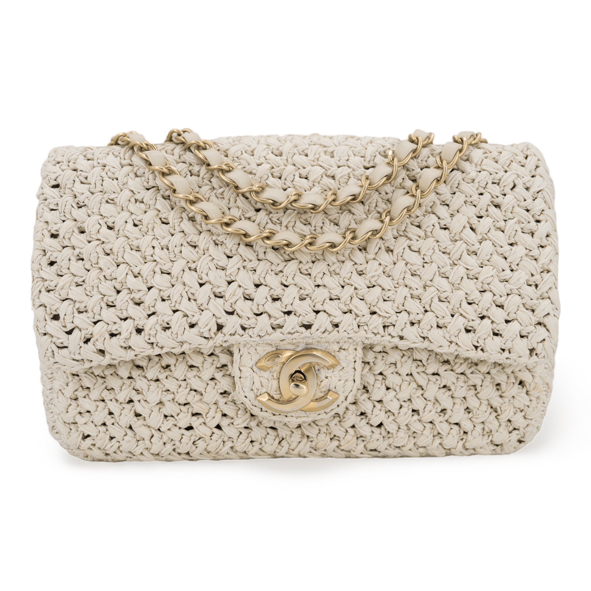 CHANEL 18C Ancient Greece Raffia Crochet Flap Bag | Dearluxe