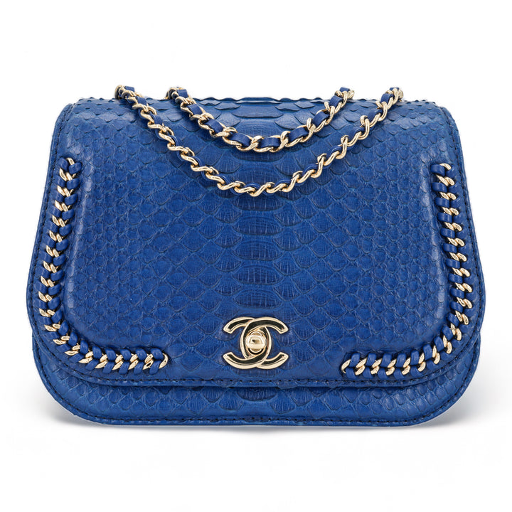 CHANEL Blue Python Chain Mini Messenger Bag