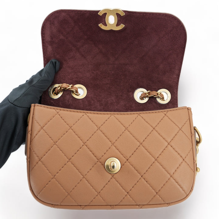 CHANEL 19K Caramel Calfskin Quilted Multi Pouching Flap Bag With Coin Purse - Dearluxe.com
