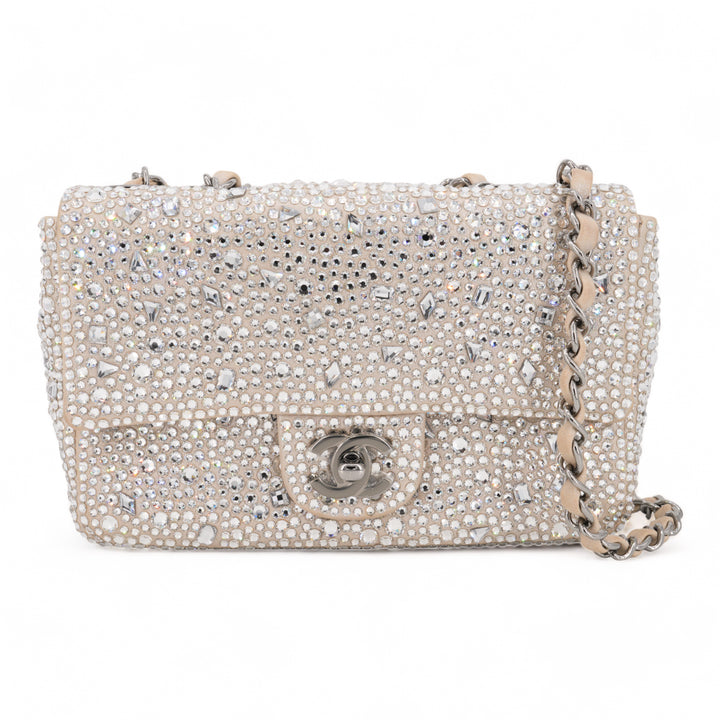 Chanel 21A Swarovski Crystal Strass Mini Flap Bag in Light Beige | Dearluxe