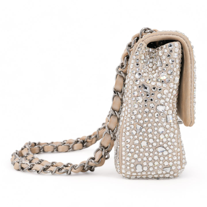 CHANEL 21A Swarovski Crystal Strass Mini Flap Bag in Light Beige - Dearluxe.com
