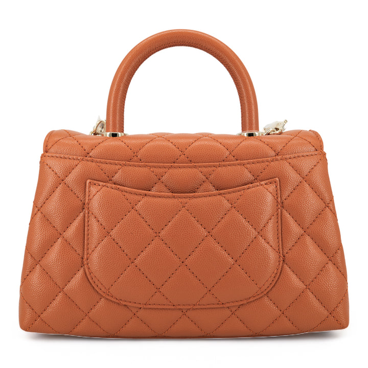 Brown Chanel Coco Caviar CHANEL Mini Coco Handle Flap Bag In 21A