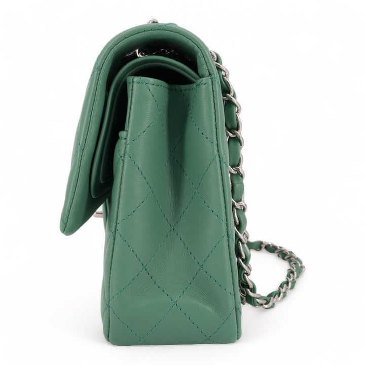CHANEL Green Lambskin Medium Classic Double Flap Bag - Dearluxe.com