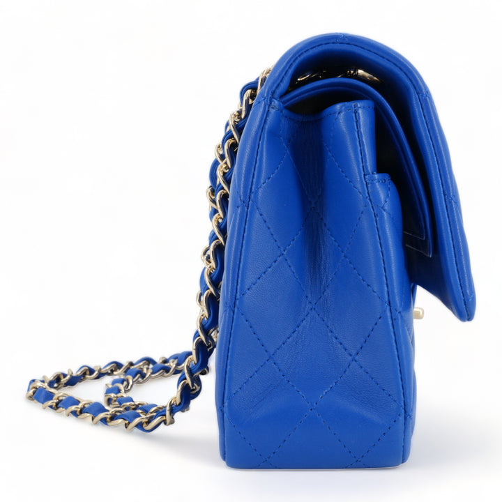 CHANEL Cobalt Blue Lambskin Medium Classic Double Flap Bag - Dearluxe.com
