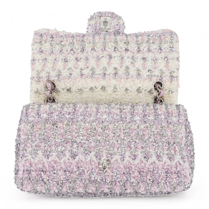 CHANEL 18S Lilac Glitter Tweed Medium Flap Bag - Dearluxe.com