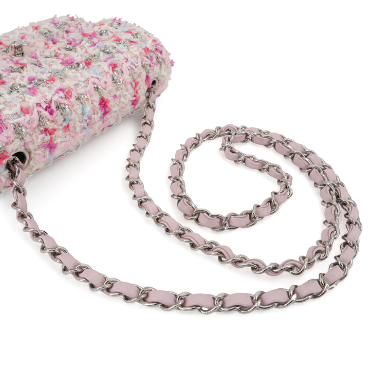 CHANEL 18S Pink Glitter Tweed Mini Flap Bag - Dearluxe.com