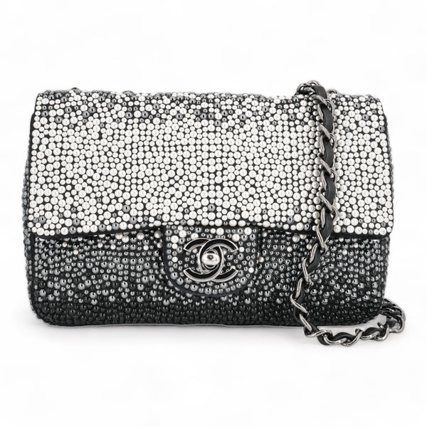 CHANEL Black and White Ombré Pearl Mini Flap Bag - Dearluxe.com