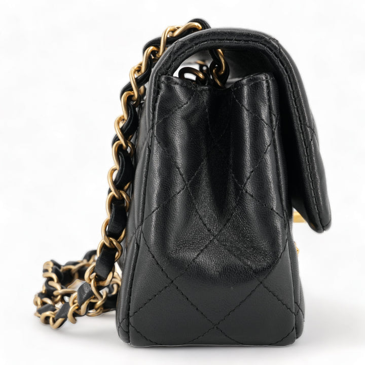 CHANEL Black Lambskin Lucky Charms Mini Rectangular Flap Bag - Dearluxe.com