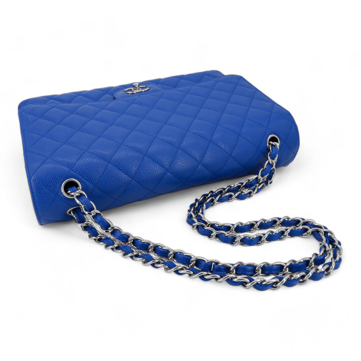 CHANEL Maxi Jumbo Classic Single Flap Bag in Blue Roi Caviar - Dearluxe.com
