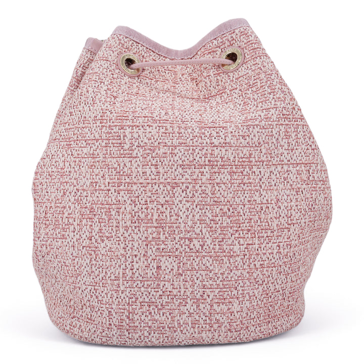 CHANEL Pink Glitter Canvas Deauville Drawstring Bucket Bag - Dearluxe.xom