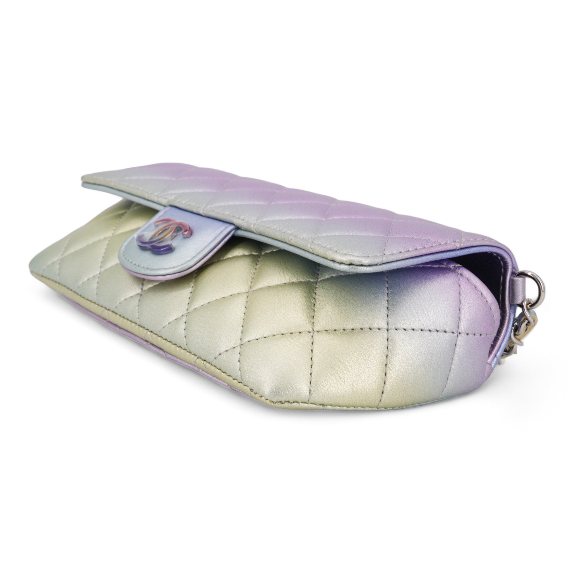 CHANEL Metallic Rainbow Sunglasses Case Bag with Chain