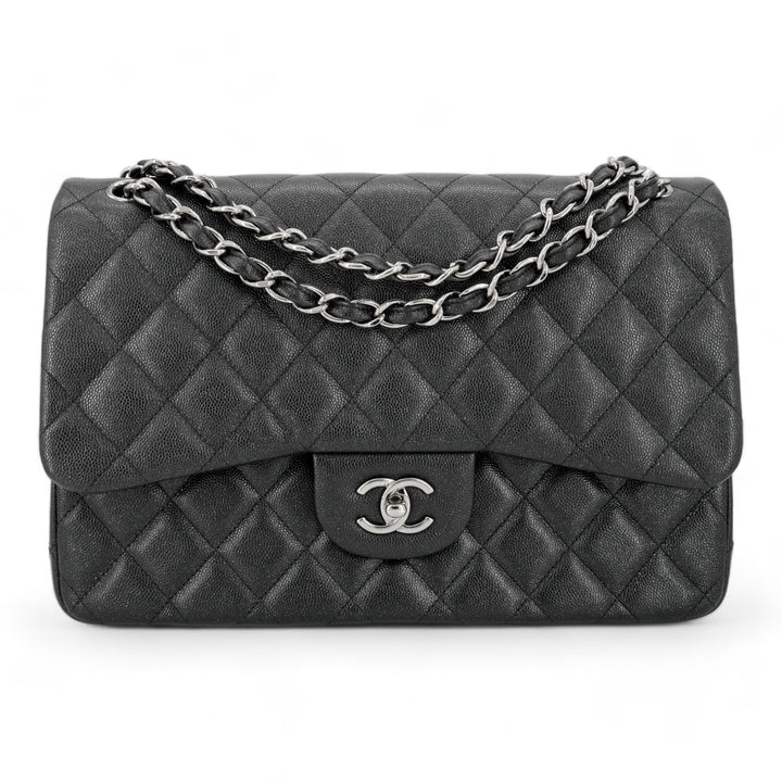 CHANEL Jumbo Classic Double Flap Bag in 18C Iridescent Black Caviar - Dearluxe.com