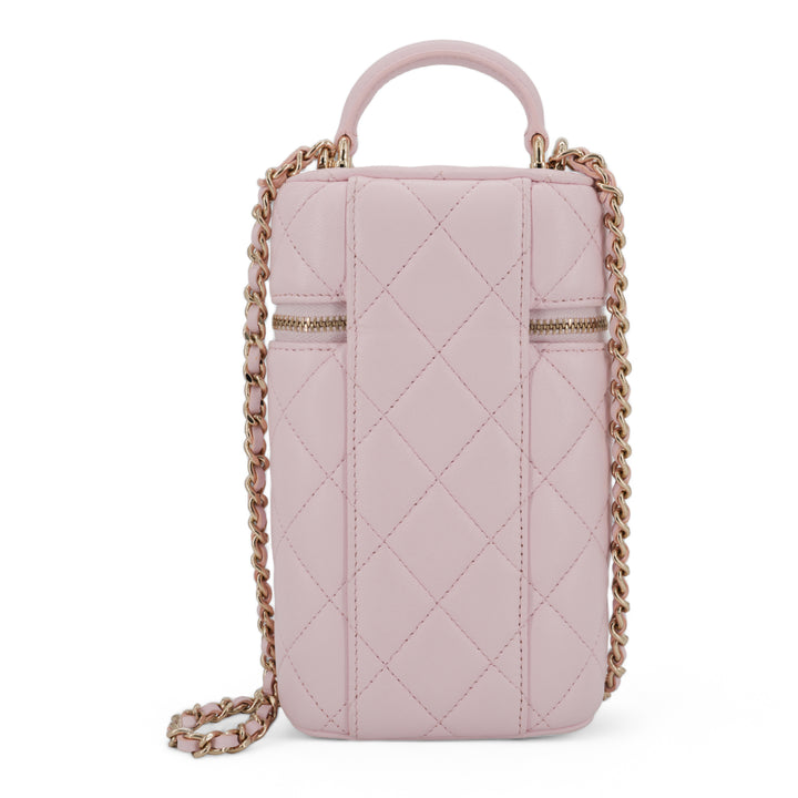 CHANEL Vertical Vanity Case with Top Handle in Rose Clair Lambskin - Dearluxe.com