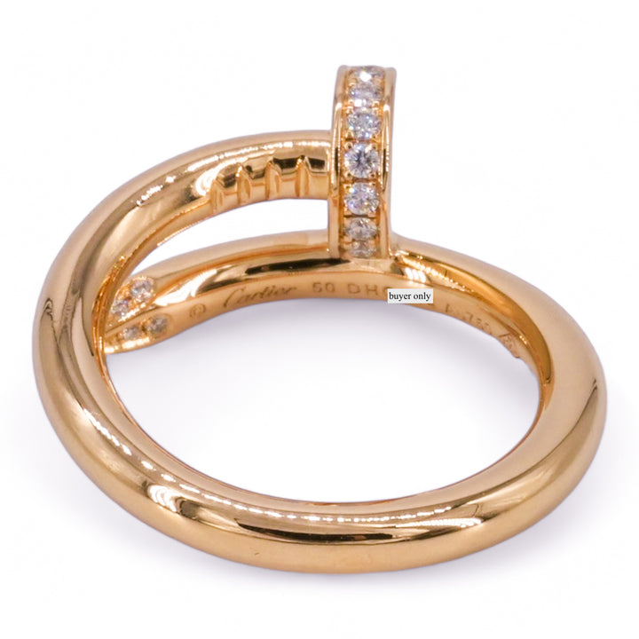 CARTIER Juste Un Clou Diamond Ring in 18k Rose Gold Sz 50 - Dearluxe.com