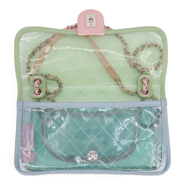 CHANEL Coco Splash PVC Medium Flap Bag Green Blue Pink|- Dearluxe.com