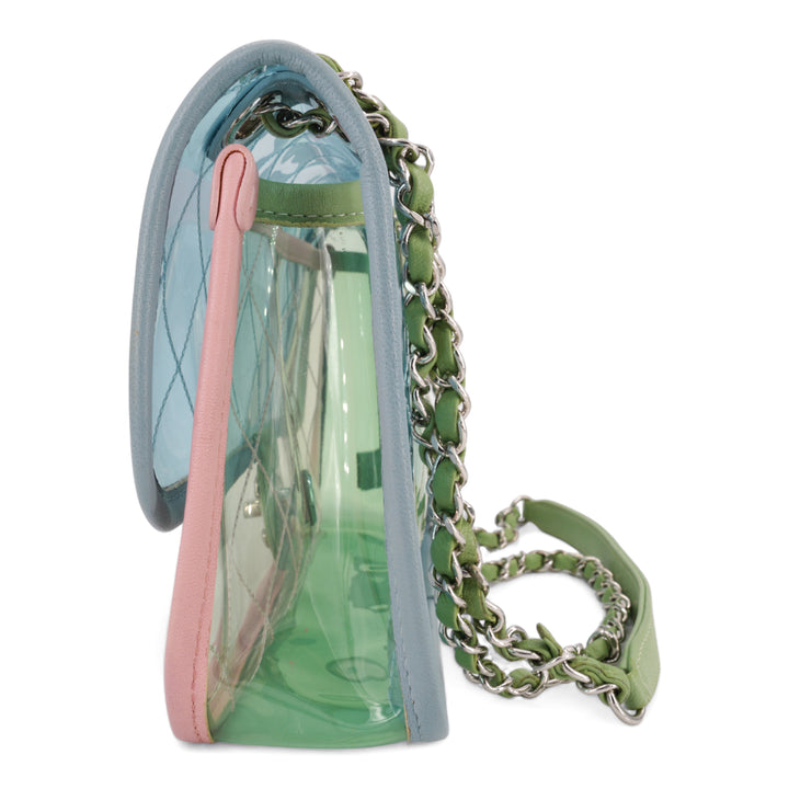 CHANEL Coco Splash PVC Medium Flap Bag Blue Pink Green - Dearluxe.com