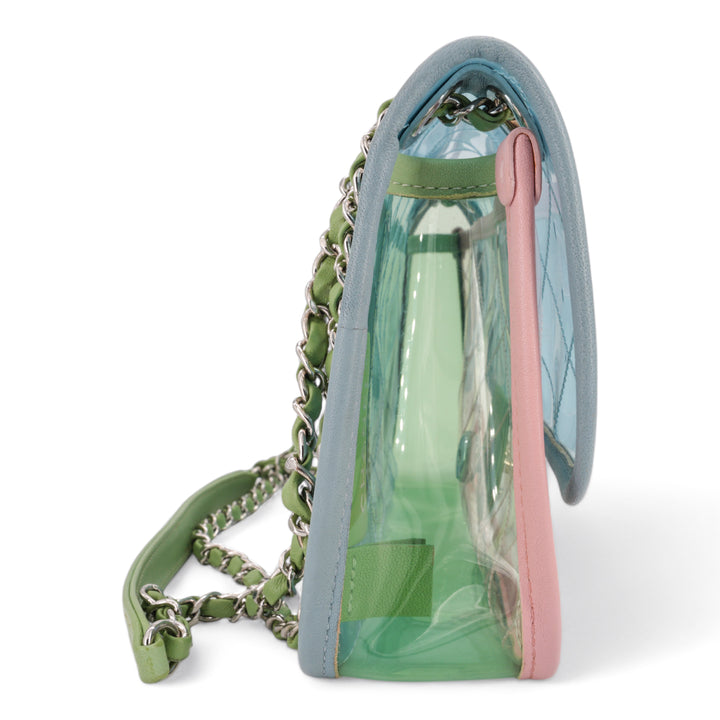CHANEL Coco Splash PVC Medium Flap Bag Blue Pink Green - Dearluxe.com