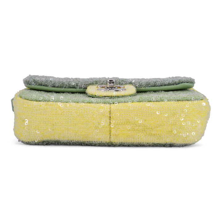 CHANEL Green and Yellow Sequin Waterfall Small Flap Bag - Dearluxe.com