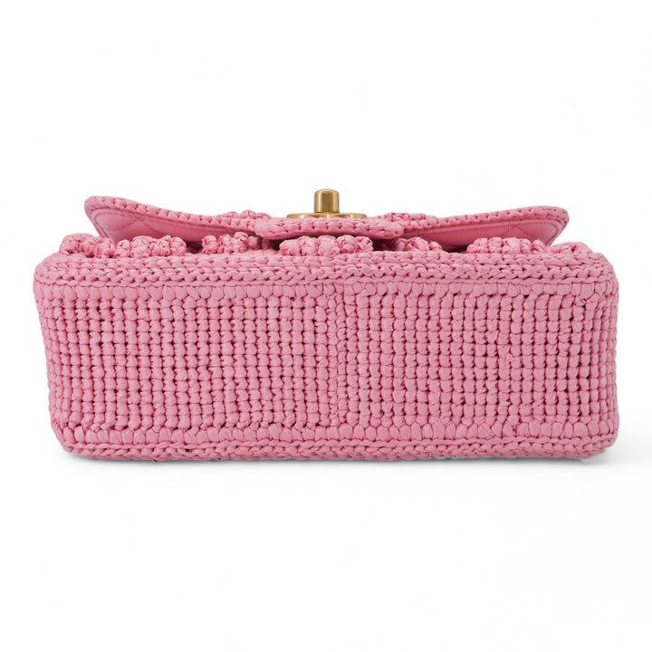 CHANEL 24P Pink Braided Raffia Classic Mini Rectangular Flap Bag - Dearluxe.com