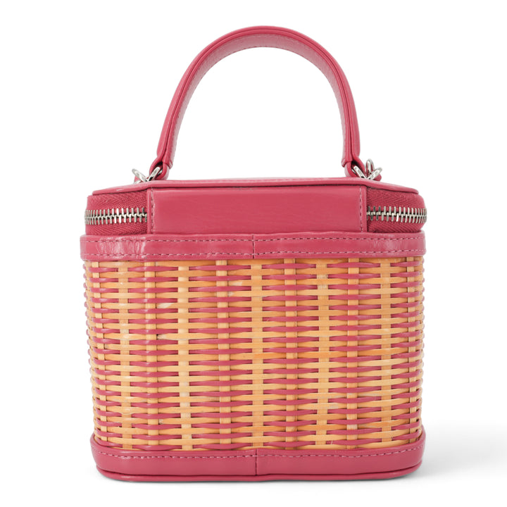 CHANEL 21C Pink Rattan Wicker Small Vanity Case with Top Handle - Dearluxe.com