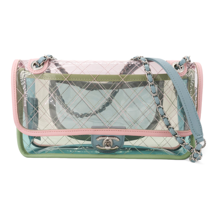 CHANEL Coco Splash PVC Medium Flap Bag Pink Blue Green - Dearluxe.com